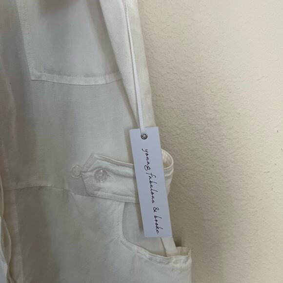 NWT YOUNG FABULOUS & BROKE HUDSON ROMPER WHITE LINEN BLEND SZ L BEACHY RESORT - Picture 7 of 13